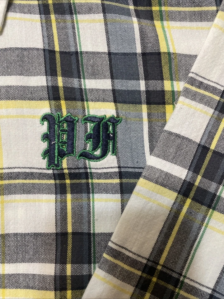 Camisa Phat Farm Niños XL Manga Larga Cuadros Abotonada Gris Amarillo Espalda GRÁFICO Foto 3 de 4