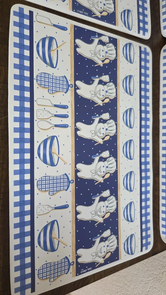 Manteles de cocina Pillsbury Doughboy 1997 de colección - Juego de 4 -18"x11,5" beige y azul Foto 4 de 4