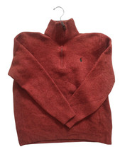 Polo Ralph Lauren Knit Lambswool Half-zip Sweater Burnt Orange 1/4 Zip Jumper M