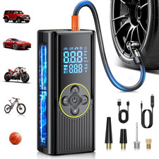 Compressore Aria Portatile Auto 8000Mah, 150PSI Pompa per Bicicletta a Doppia Al