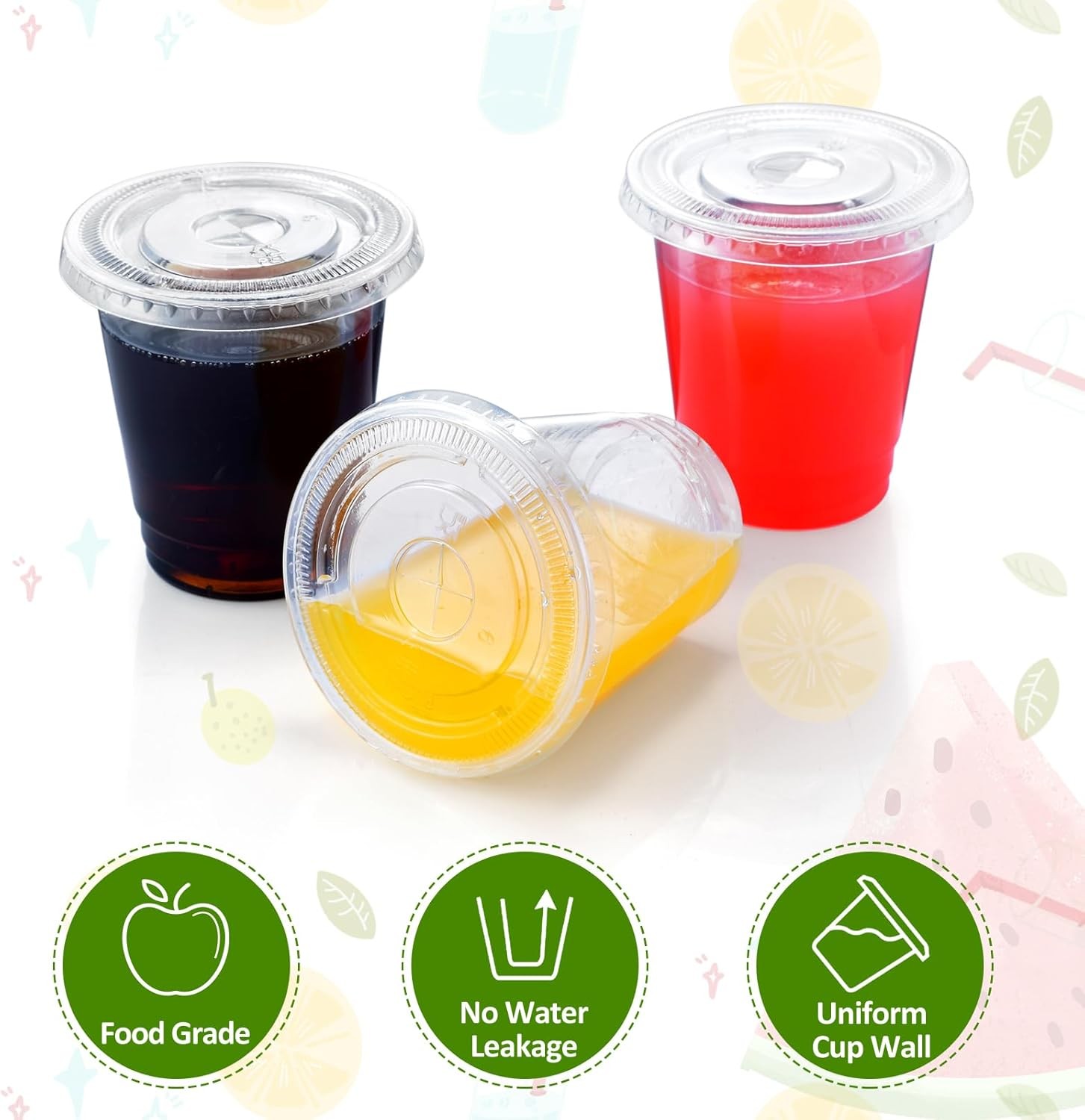 Eupako 8 oz Plastic Cups with Lids, Clear Disposable 8 OZ., 8 OZ. 