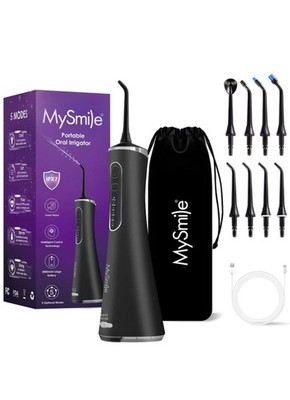 MySmile Portable Cordless Water Flosser Dental Oral Irrigator 5 Modes - BLACK