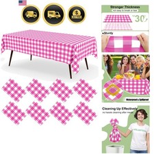 8 Packs Buffalo Disposable Table Cloth, 54 x 108 Inch Waterproof Plastic Tabl...