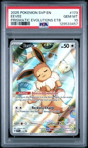 2025 Pokemon SVP En Black Star Promo Eevee Prismatic Evolutions ETB #173 PSA 10