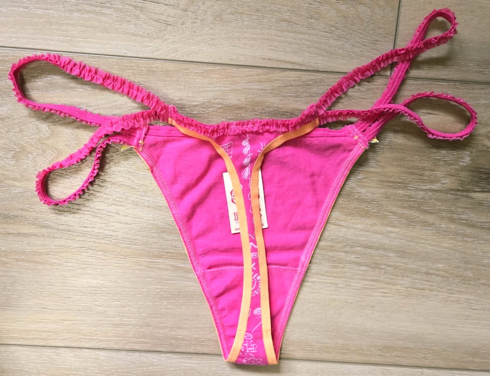 NWT Rare Vintage Victoria's Secret PINK Double String V-String Thong Panties L - Image 2 of 3
