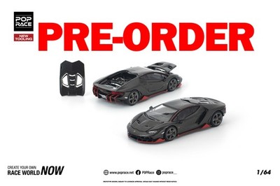 (Pre-order) POP RACE 1/64 LAMBORGHINI CENTENARIO CARBON/RED #PR640436 Model Car