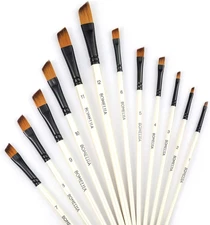 Angular Paint Brushes Nylon Hair Angled Watercolor Pait Brush Set for Acrylics W