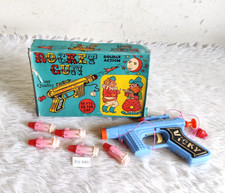 Vintage Double Action Rocket Gun Du Pistole Plastik Kinder Spielzeug Zimmer Deko