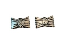 Western Concho Bolo Slide Beads Sunburst Silver Tone Pair