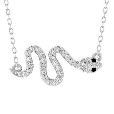 0,2 kt Diamant Sterlingsilber Schlange Anhänger Halskette 18'' Silber Kabel Kette