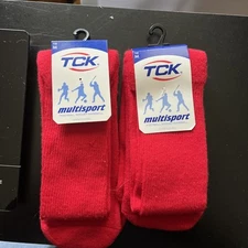 2- TCK MULTISPORT SOCKS Red Polyester/rubber Medium FOOTBALL SOCCER BASEBALL