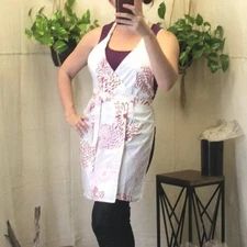 A Wonkey Donkey Floral Faux wrap Kitchen apron, white/red O/S fits most