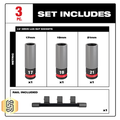 Milwaukee 49-66-7830 SHOCKWAVE Impact 1/2 in Drive Metric 3pc Lug