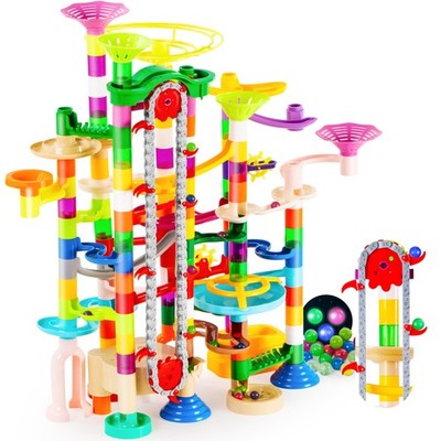 JOYIN 236Pcs Glowing Marble Run with Motorized Elevator- Construction Building B