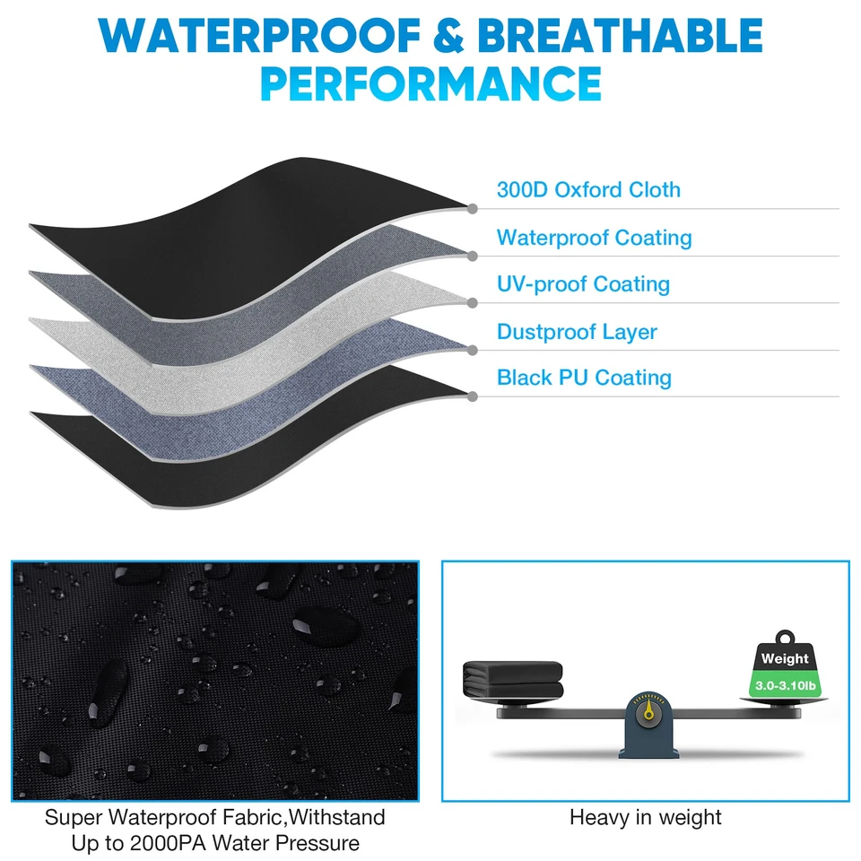 Snowmobile Cover Waterproof Outdoor Heavy Duty with Reflective Strip 15"x51"x48" - Image 3 of 4