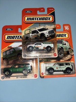2025 Matchbox 2021 Ford Bronco Green | 2015 Ford F-150 Contractor Truck