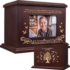 Cremation Urns for Human Ashes, Wooden Urn for Ashes Adult Male Female, Woode...