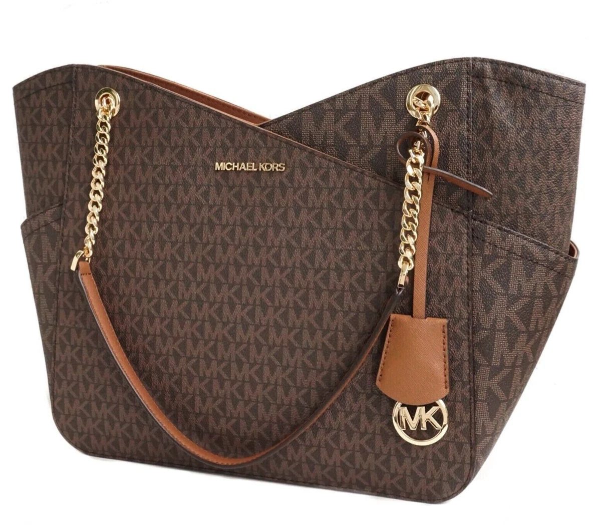 Michael Kors Women s Bag Handbag Jet Set Travel Chain X LG Brown New