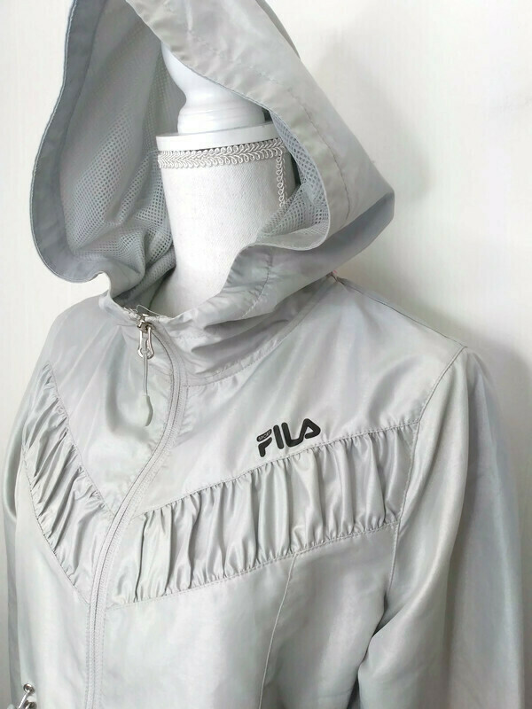 Fila Womens Small Silver Metallic Gray Windbreaker Jacket