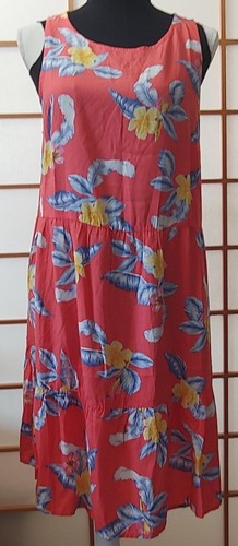 Antiguo Vestido Azul Marino Sin Mangas con Patrón de Flores Tropicales ¡2 Colores! Talla mediana - Imagen 8 de 12