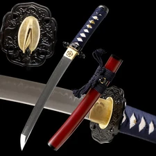 20'' Clay Tempered T10 Steel Real Hamon Japanese Samurai Tanto Sword Full Tang