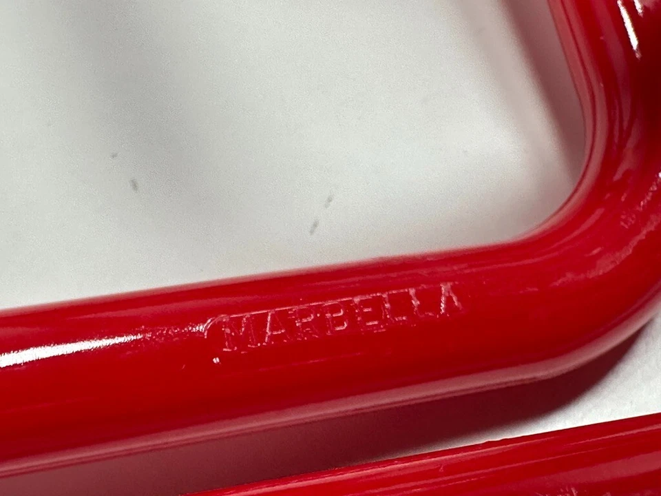 18 - 6" rot quadratisch Marbella Kunststoff Makramee Handwerk Handtasche Handtasche Griffe rot - Bild 2 von 4