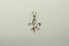 925 Sterling Silver Small Fleur de Lis CZ Charm or Pendant 0.8 Grams PEN9474 