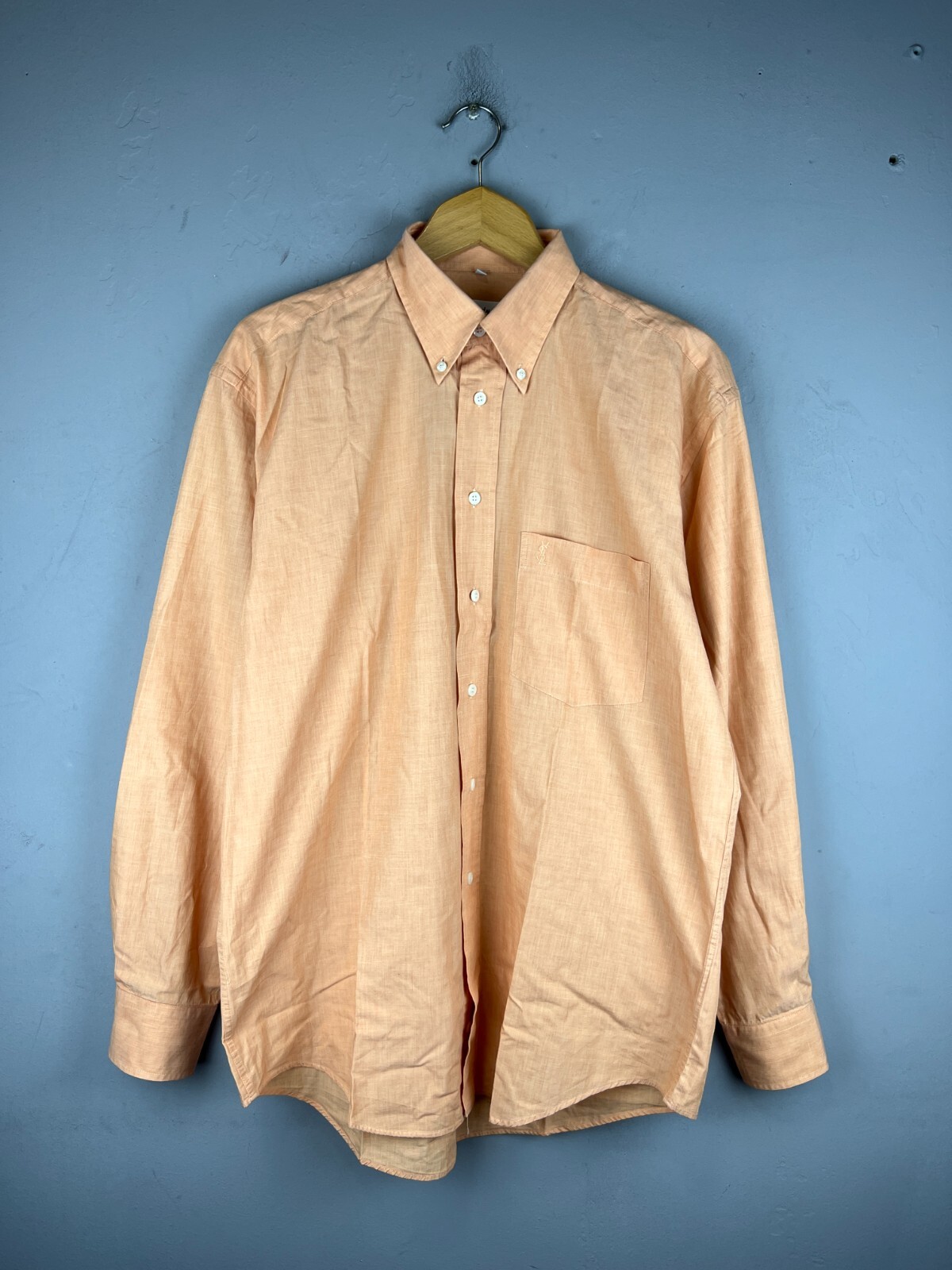 Camicia Yves Saint Laurent uomo vintage con bottoni manica lunga taglia 15 40 arancione