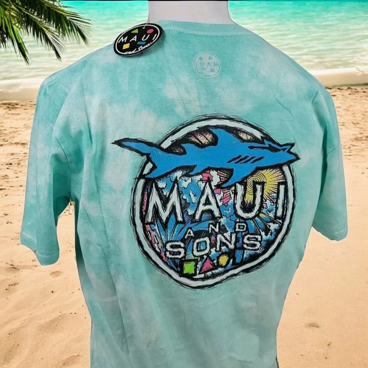 Débardeur (tank Top) Homme Maui And Sons - Motif Requin, Couleur Céladon/vert Aqua - Taille M, Neuf Avec étiquettes