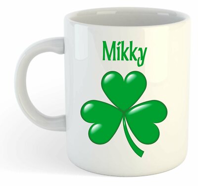 Mikky - Kleeblatt Personalisiert Name Becher - Irisch st Patricks Geschenk