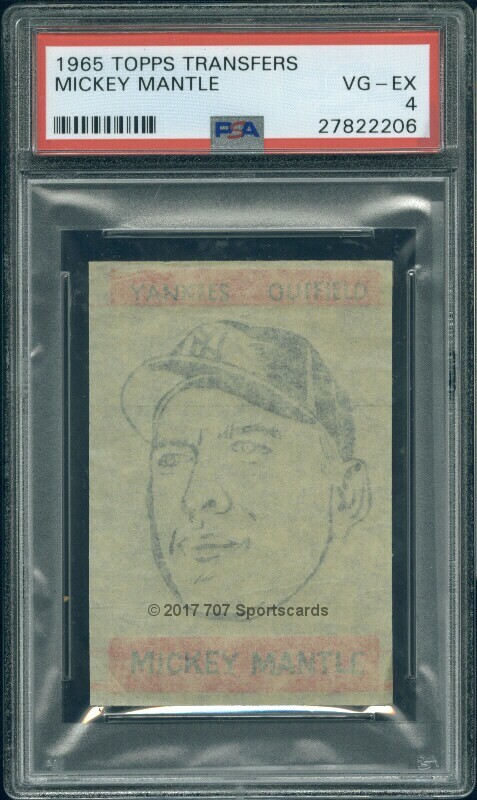 1965 Topps Transfers  Mickey Mantle PSA 4 (2206)