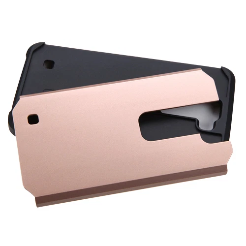 CAIXA DE FUSÃO FINA ANTI-CHOQUE OURO ROSA + CAPA DE PELE PARA LG PHOENIX 2/ESCAPE 3/K8 - Imagem 2 de 2