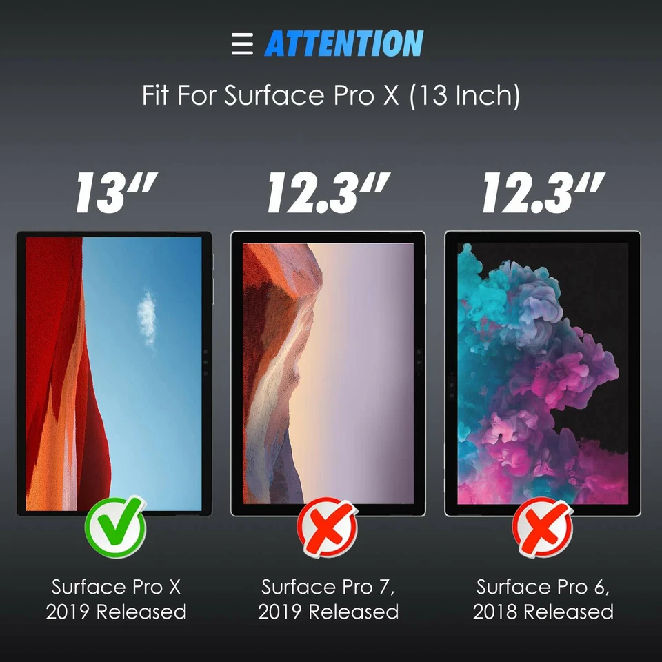 2X Crystal Clear Tempered Glass Screen Protector for Microsoft Surface Pro X - Image 2 of 4