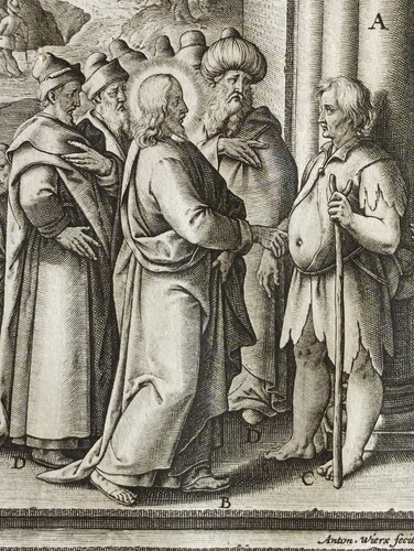 A man with dropsy is healed by Jesus, Passeri, A. Wierix, Stampa 1593 - Picture 3 of 10
