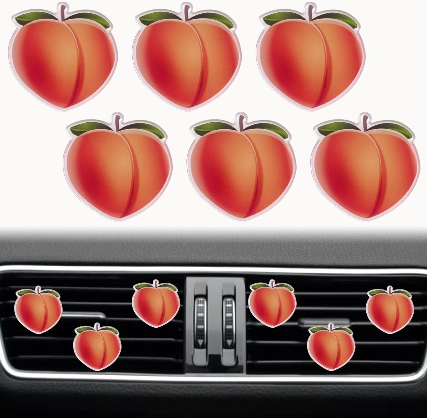 Peach Car Air Fresheners Vent Clips, 6 Pcs Peach Scented Air Vent Clips Car Diff