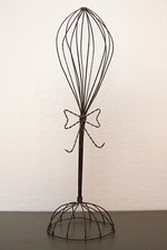 21" Vintage Twisted Wire Metal Hat Wig Stand with Metal Ribbon