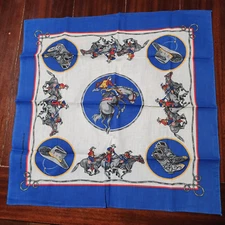 bandana novelty western cowboy Made USA flag 50% cotton poly kerchief vtg