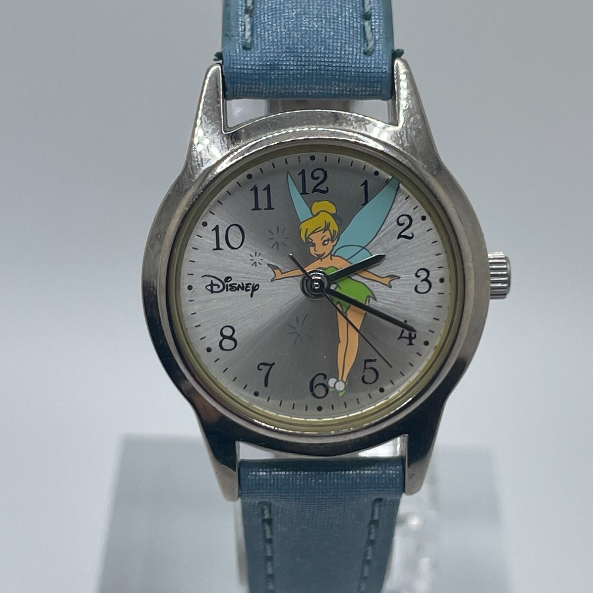 Disney Tinker Bell Round Silver Analog Watch Blue Leather Band Women\'s Tinker Bell Disney Watches & Timepieces (1968-Now) for sale  main image 2