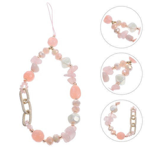 Stone Crystal Phone Charm Strap Beaded Phone Strap Phone Lanyard Wrist Strap - 第 1/12 張圖片