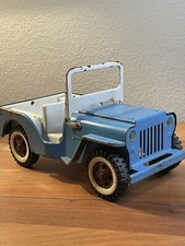 Vintage Tonka Pressed Steel 1960s Jeep w/ Folding Windshield Turquoise Blue