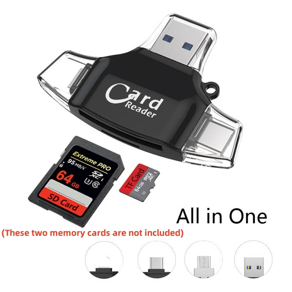 4-in-1 SD/TF Card Reader Micro SD USB 2.0 OTG Adapter For iPhone 13 Pro Max Mini - Image 2 of 4