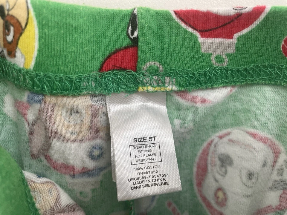 Paw Patrol Niños Pequeños Chase Marshall Perros Navidad Vacaciones PJ Pantalones Verde 5T Foto 2 de 4