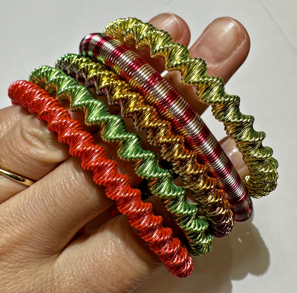 Stackable Coiled Spring Stretch Pink Green Yellow… - image 3
