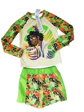 Disney Parks Encanto Boy's 5/6 L S Rash Guard & Swim Trunk 2-PC Set UPF+ 50