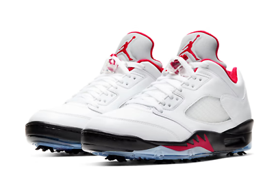Nike Air Jordan 5 Retro Low Fire Red White Golf Shoes Mens  display picture 2