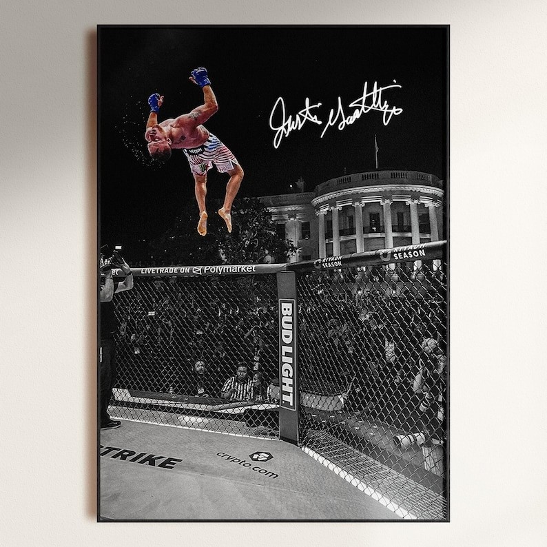 Justin Gaethje Poster, Iconic White House Backflip Poster, UFC
