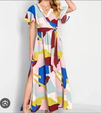 Modcloth Printed Geometric Maxi Dress Women 2/small Your Time To Shine As Seen