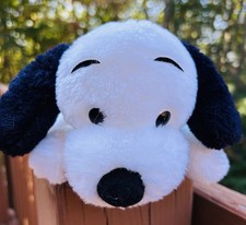 Vintage Dakin White Black Ears Drooper Puppy Dog 1973 Stuffed Animal Plush VGC