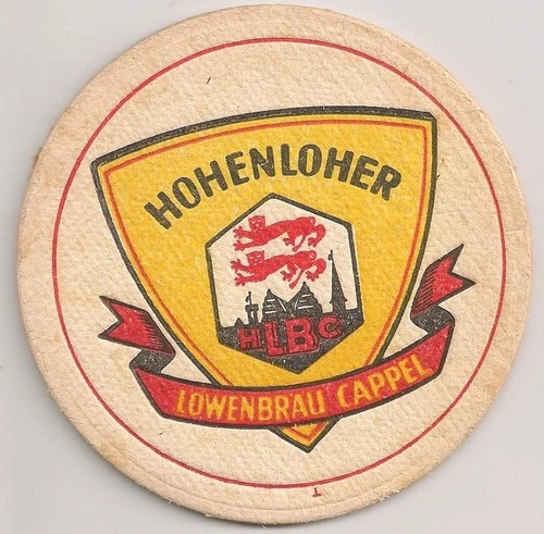 Hohenloher - historic beer mat / beer felt "Löwenbräu Cappel" small format