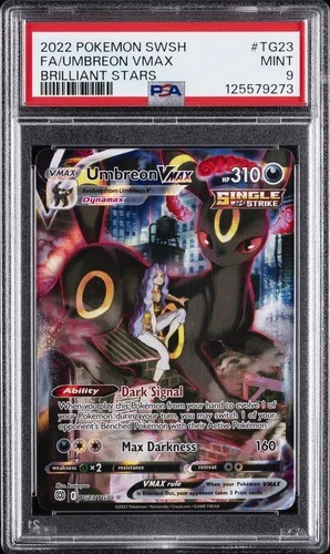 2022 POKEMON SWORD & SHIELD BRILLIANT STARS #TG23 FULL ART/UMBREON VMAX PSA 9